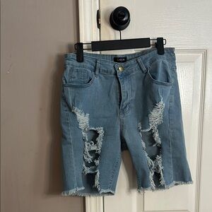 Chicme Distressed Denim Shorts in Blue
